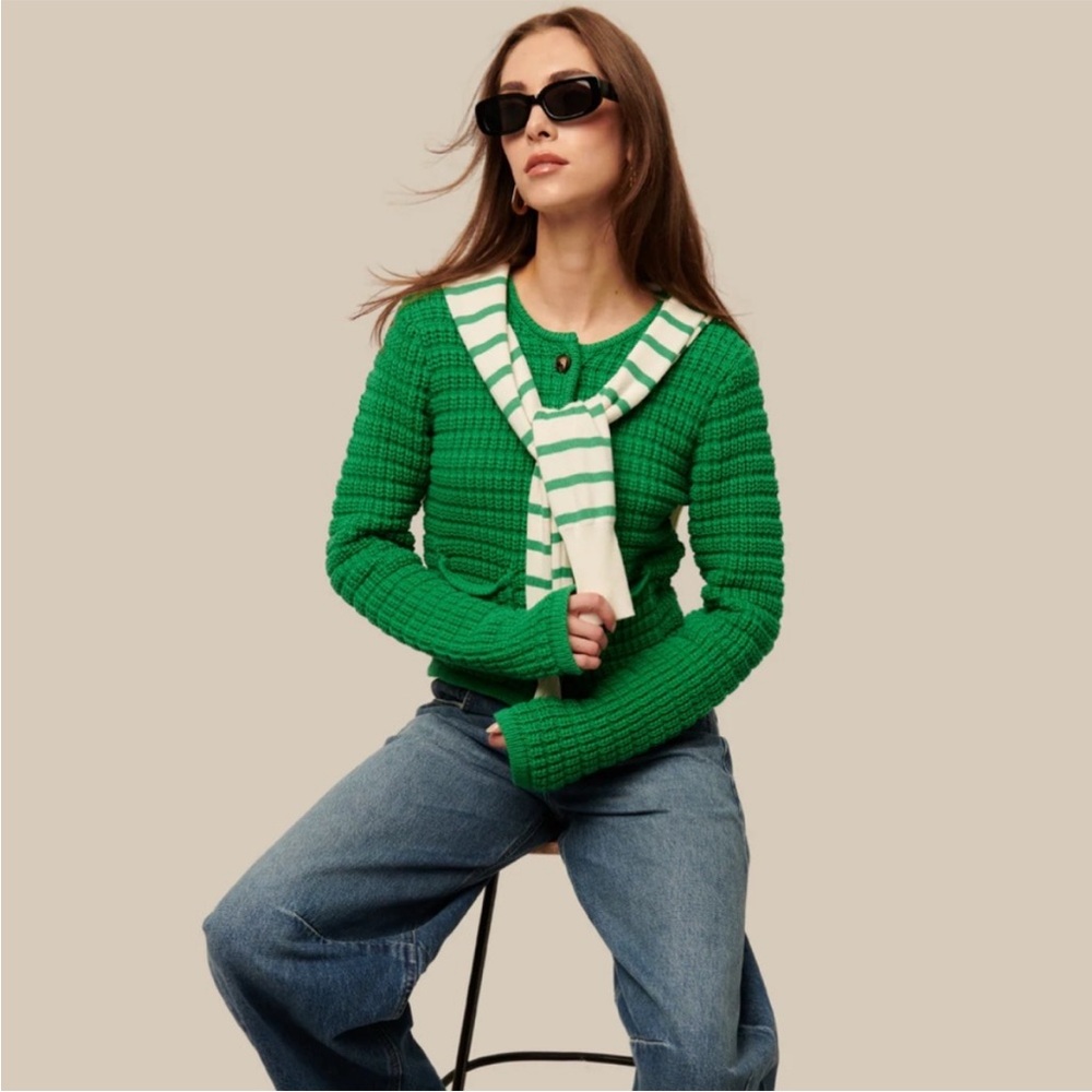 NWT Line Luna Cardigan in Kelly Green Green MSRP $225 Size Small - Picture 2 of 7